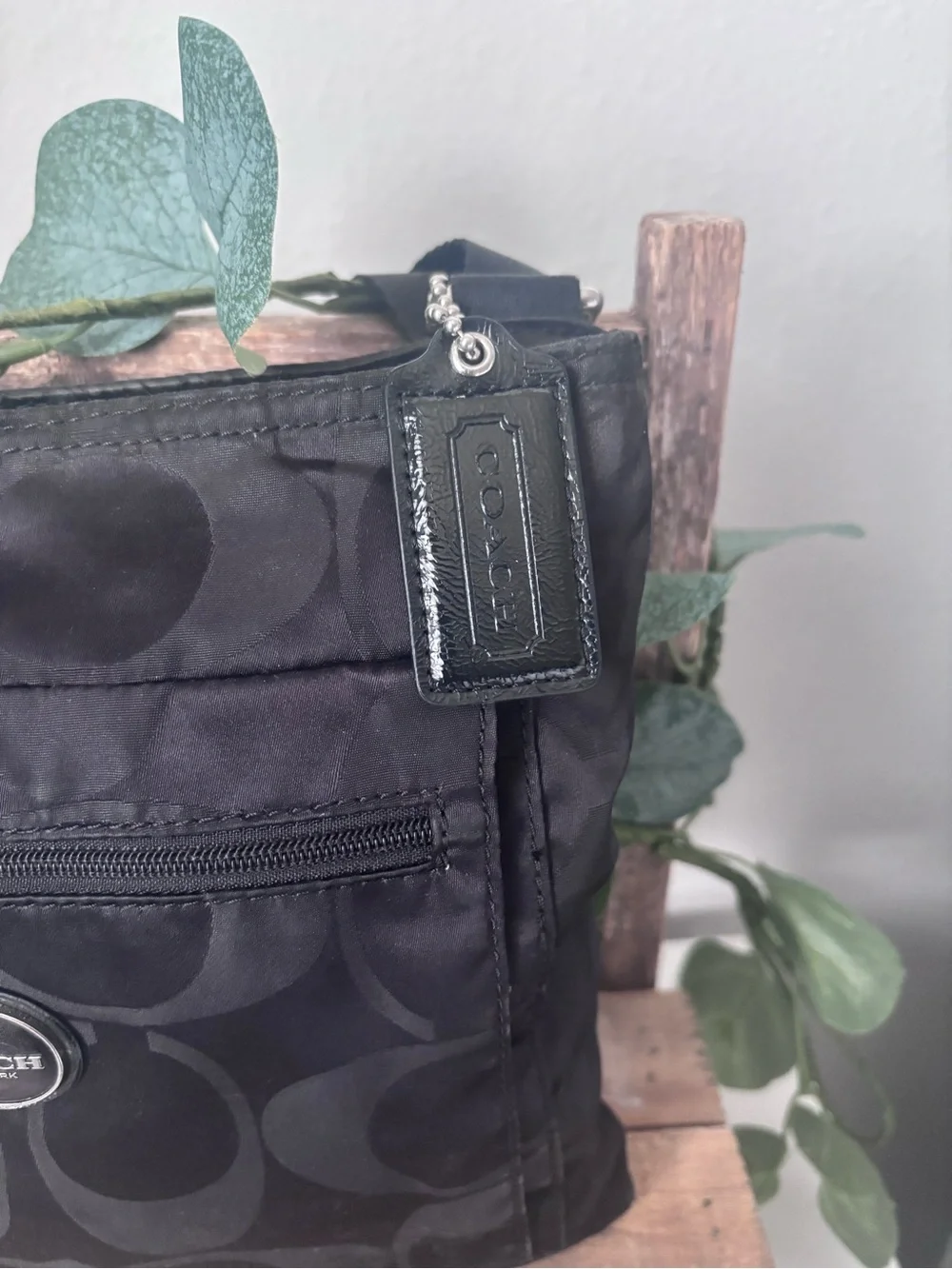 Coach Getaway File Black Signature Nylon Messenger Crossbody Bag